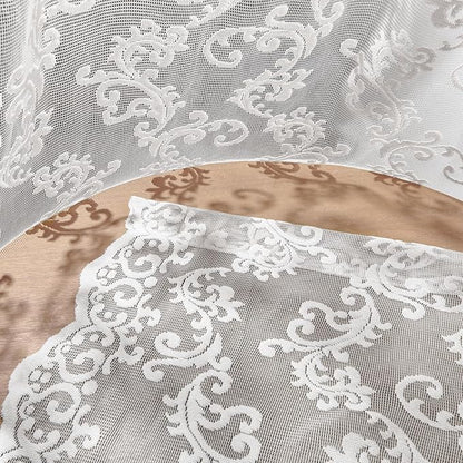 Grey Lace Curtains 72 Inches Long 2 Panels Victorian Paisley Sheer Lace Curtains - Image 7