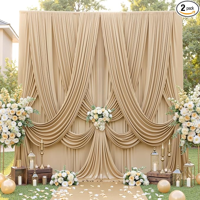 10ft×12ft Wrinkle Free Champagne Backdrop Curtain by ENJOYYOURPARTY