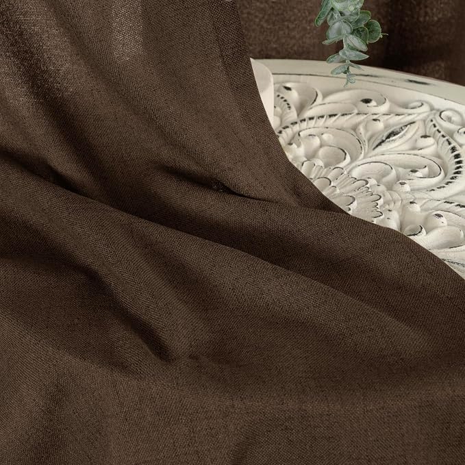YoungsTex Brown Linen Curtains 40 Inch Length, Short Drapes Light Filtering - Image 9