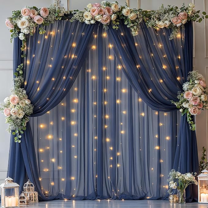 10x10ft Navy Blue Tulle Backdrop Curtain - Image 8
