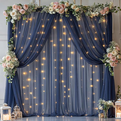 20x10ft Navy Blue Tulle Backdrop Curtain by Partisky