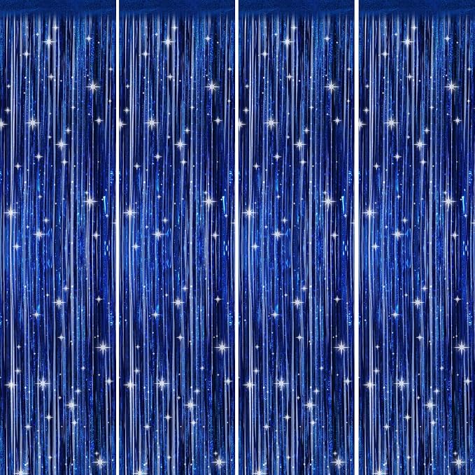 Picoway 4 Pack Foil Fringe Tinsel Backdrop Curtains, Birthday Engagement - Image 8