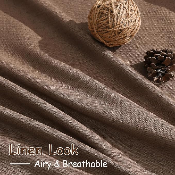 Caramel Brown Linen Curtains for Living Room 94 Inches Long Back Tab and Rod - Image 4