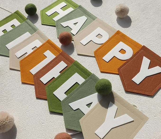 Felt Green Happy Birthday Banner Birthday Decorations - Image 5