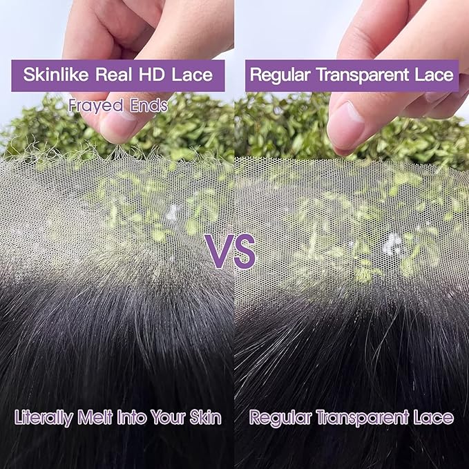 Lemoda 26Inch Full 13x6 SKINLIKE Real HD Lace Frontal Wigs 200% 15A 13x6 Straight Virgin Human Hair Full Lace Frontal Wigs Invisible 0.1mm Ultra-thin Frayed Ends Lace Front Wig Pre Plucked Tiny Knots