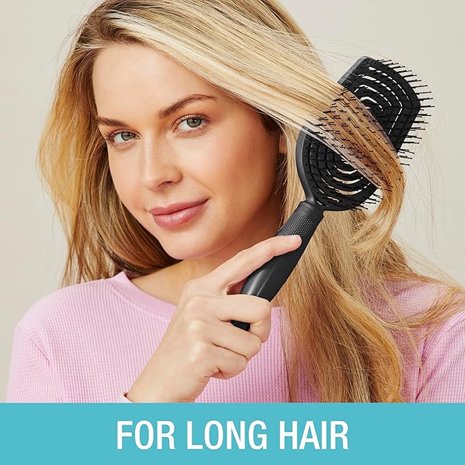 Conair Scalp Care Detangling hairbrush - Curly Hair Brush - Scalp Massager - hairbrushes for women & men - detangler for all lengths and types - can use wet or dry - Black Onyx