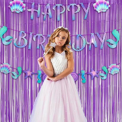 Purple Tinsel Fringe Party Backdrop - Image 2