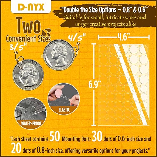 Double Sided Tape Adhesive Dots Stickers 280, 550 or 700 Pack Removable Putty - Image 3