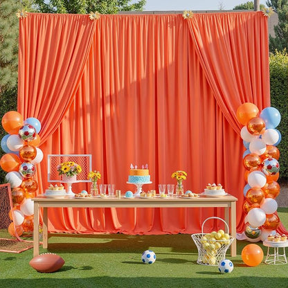 20ftx10ft Wrinkle Free Orange Backdrop Curtains - Image 3