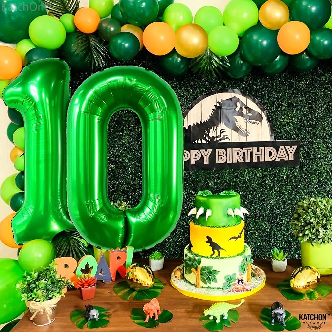 KatchOn Dark Green 10 Balloon Number 40 Inch, 10th Birthday Decorations | Dark - Image 2