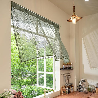 Sutuo Home Olive Green Boho Valance Curtains - Image 5