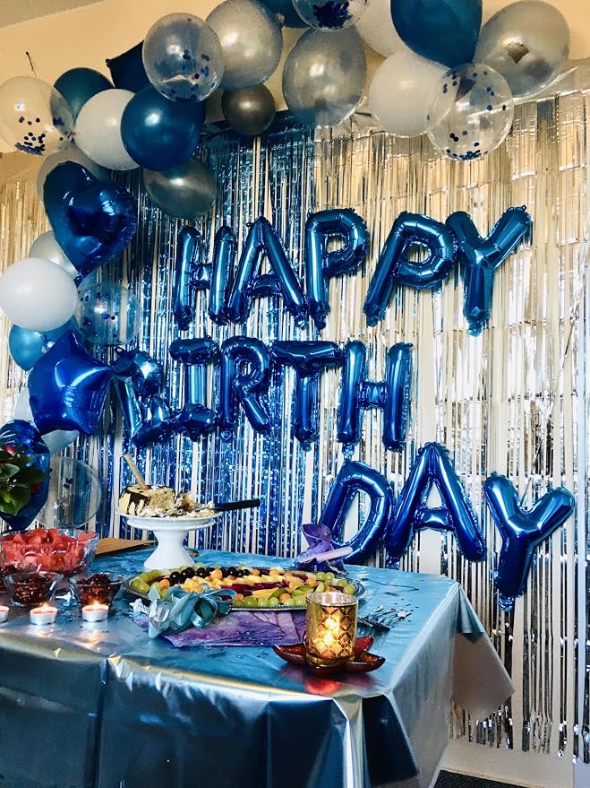 16" Blue Letter Number Balloons, Happy Birthday & 2 Sets of A-Z 0-9, Foil Mylar - Image 4