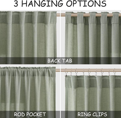 Extra Long Desert Sage Linen Curtains 120 Inch - Image 2