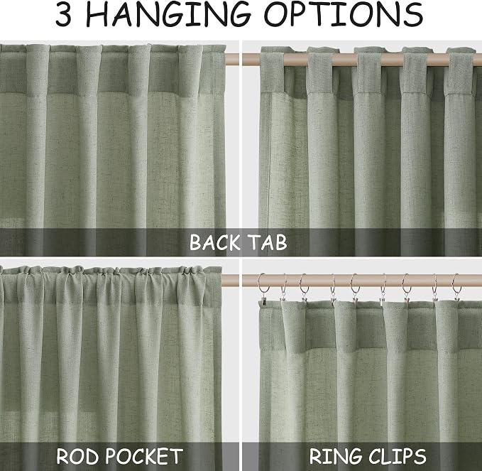 Desert Sage Linen Curtains 72 Inch Length - Image 2
