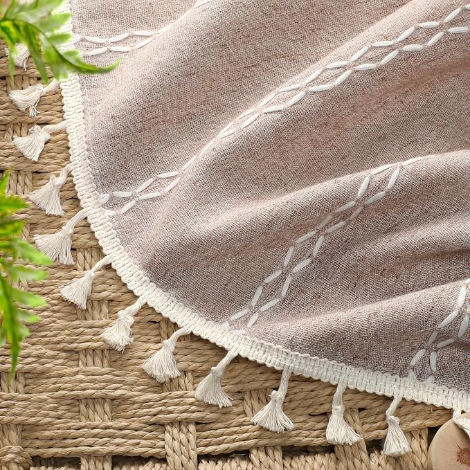 Blush Beige Boho Blackout Curtains 84 Inch 2 Panels - Image 3