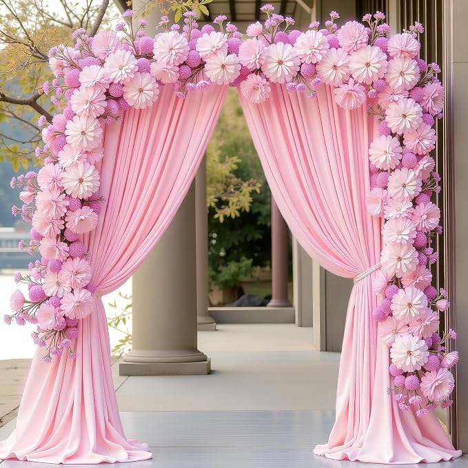 Pink Backdrop Curtain for Wedding Parties Backdrop Drapes 10x8FT | Wrinkle Free - Image 4