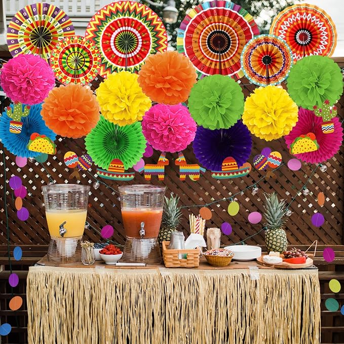 Mexican Party Decorations, Pom Poms Flowers - Image 6