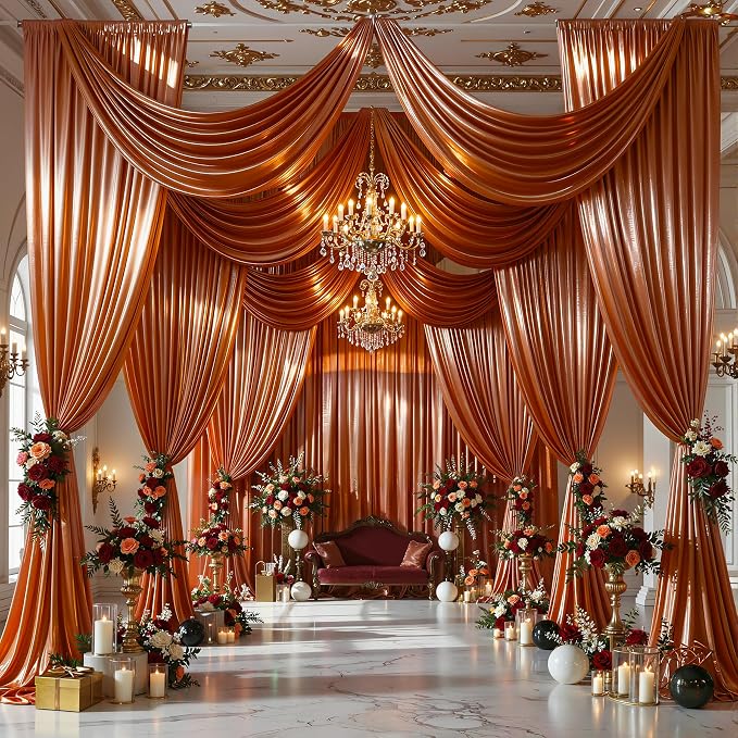 30x10ft Terracotta Glitter Backdrop Curtain - Image 3