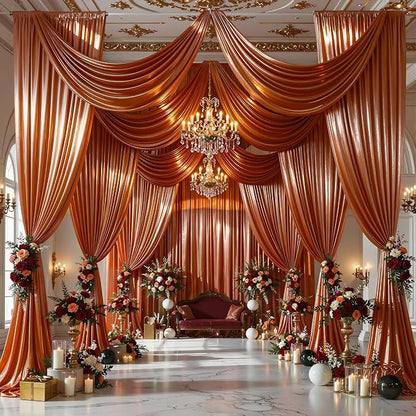 40x10ft Terracotta Glitter Backdrop Curtain - Image 3