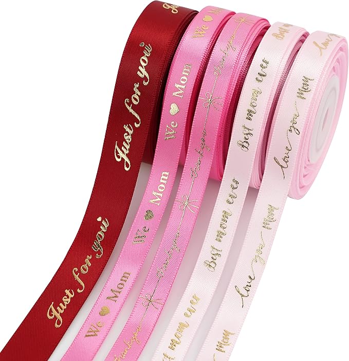Pink Ribbon for Gift Wrapping Thank You Just for You Ribbon Mothers Day Gift by MEEDEE