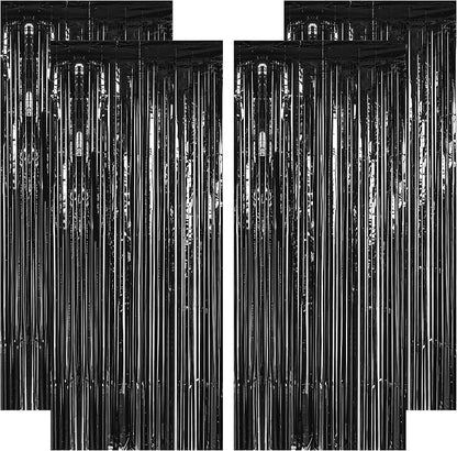 ZATAYE 4 Pack Black Halloween Foil Curtain Streamer Decorations | Black by ZATAYE