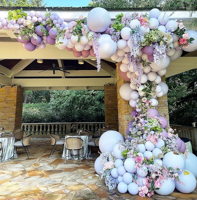 Dusty Purple Double Stuffed Balloons Different Size 115Pcs 5/10/12/18" Light - Image 8
