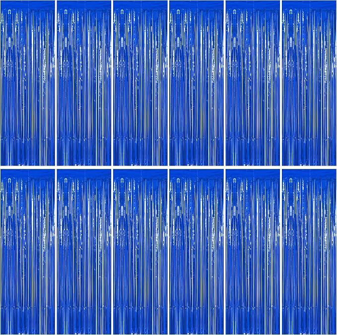 ZATAYE 12 Pack Dark Blue Foil Curtain Streamer Decorations | Dark blue by ZATAYE