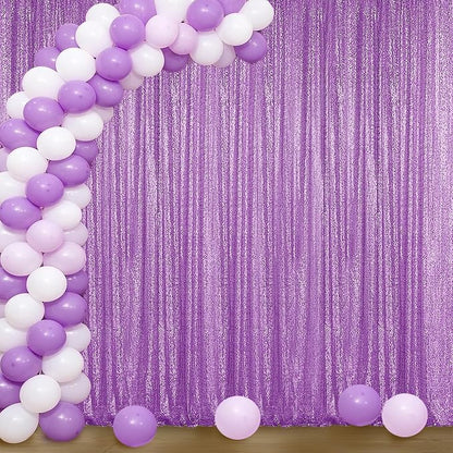 Sugargirl Lavender Purple Sequin Backdrop Curtain 4FTx8FT Glitter Lavender by Sugargirl