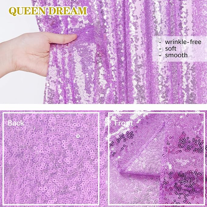 Lavender Sequin Backdrop Drapes 4 Panels 2FTx8FT Glitter Backdrop Curtains | - Image 4