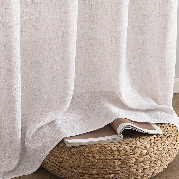 MIULEE White Linen Curtains 52x96 Inch Long - Image 7