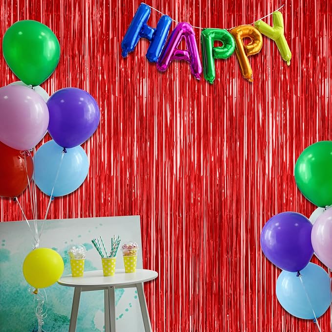 ZATAYE 12 Pack Red Valentines Christmas Foil Curtain Streamer Decorations | Red - Image 5