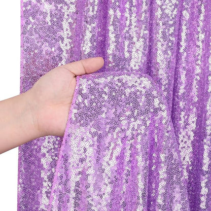 Lavender Sequin Backdrop Curtains 2 Pcs 3.3ftx8ft Sparkle Backdrop Fabric | - Image 4