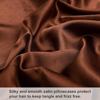 NTBAY 2 Pack Satin Queen Pillowcases for Hair and Skin, Luxurious and Silky Pillow Cases with Envelope Closure, 20x30 Inches, Brown