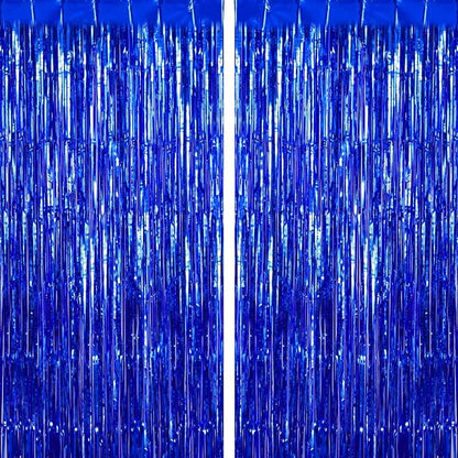 2 Pack Fringe Curtains Foil Shiny Fringe Backdrop Tinsel Door Streamers Foil by TOTAFAM