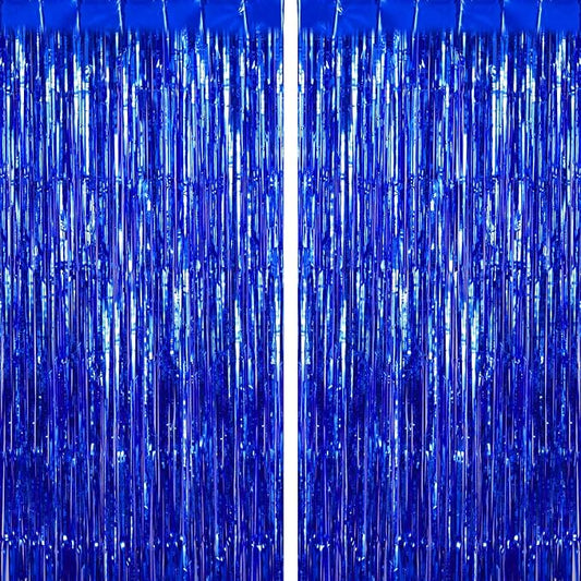 2 Pack Fringe Curtains Foil Shiny Fringe Backdrop Tinsel Door Streamers Foil by TOTAFAM