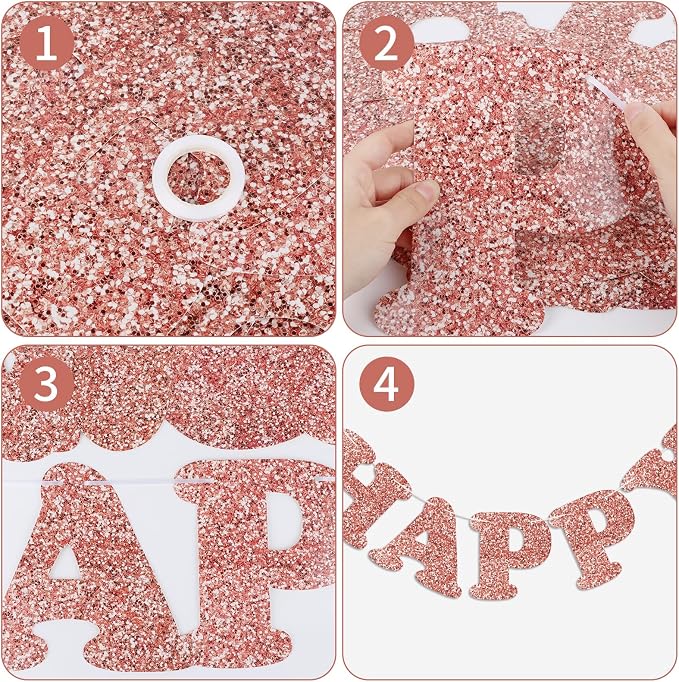 Rose Gold Happy Birthday Banner Birthday Party Decorations Happy Birthday - Image 7