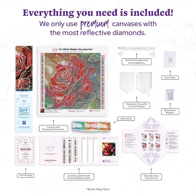 DIAMOND ART CLUB Magical Red Rose Diamond Painting Kit, Fun DIY Crafts - Image 3