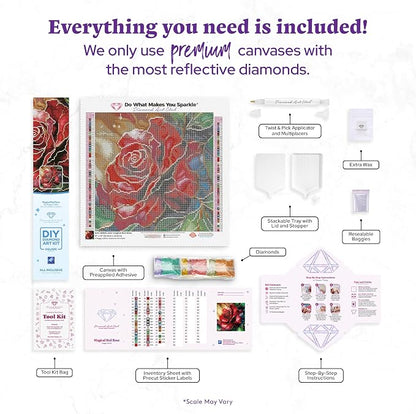 DIAMOND ART CLUB Magical Red Rose Diamond Painting Kit, Fun DIY Crafts - Image 3
