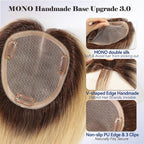 HAIRCUBE Hair Toppers 100% Real Human Hair,Ombre Light Blonde, 5.5"*5"MONO Large Base, 56g Hand-moven Real Human HairToppers for Women with ThinningHair