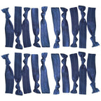 Kenz Laurenz Hair Ties 20 Elastics Ponytail Holder Set No Crease Ribbon Bands (Navy)