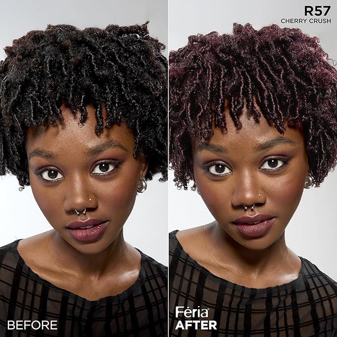 L'Oreal Paris Feria Multi-Faceted Shimmering Permanent Hair Color, R57 Cherry Crush (Intense Medium Auburn), Pack of 2 Hair Dye Kit