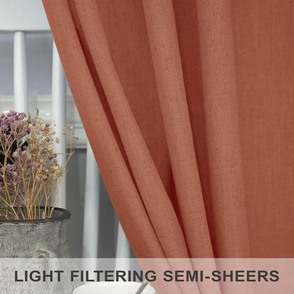 Pitalk 63 Inch Curtains for Living Room Dining Room Linen Sheer Colorful Hippie - Image 4