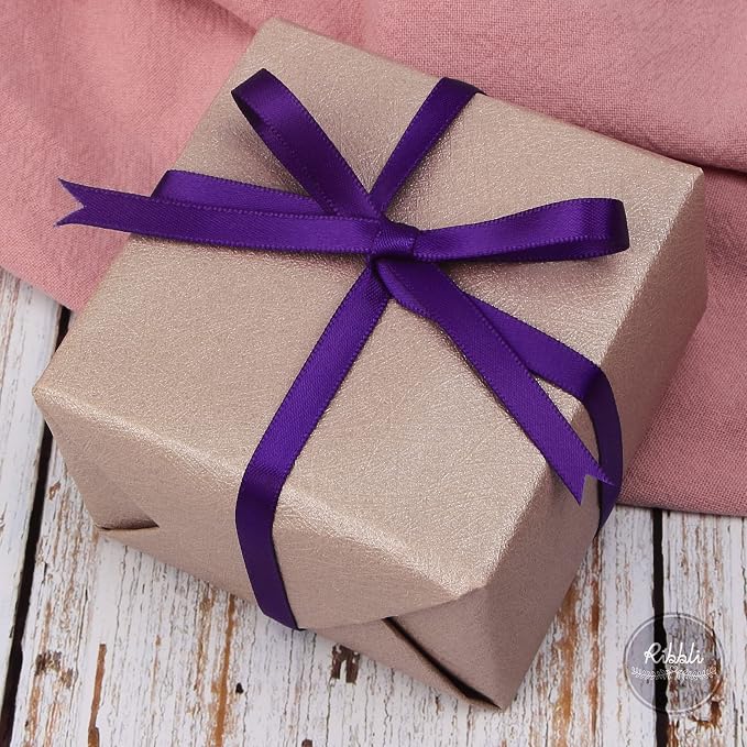 Ribbli Purple Double Faced Satin Ribbon, 1/4” x Continuous 25 Yards, Use - Image 2