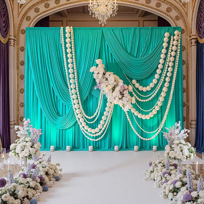 10ft x 10ft Wrinkle Free Turquoise Backdrop Curtains - Image 3