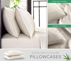 Queen Pillowcases by Pure Bamboo, Genuine 100% Organic Viscose Derived from Bamboo, Luxuriously Soft & Cooling, Double Stitching, Envelope Closure (2 Queen Pillowcases, Ivory)