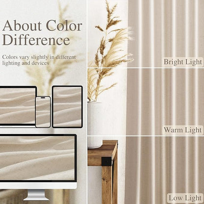 Cream Beige Curtains 90 Inches Long - Image 3