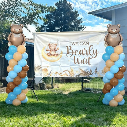 Blue and Brown Bear Balloon Column Stand Kit Set of 2, We Can Bearly Wait Baby - Image 8