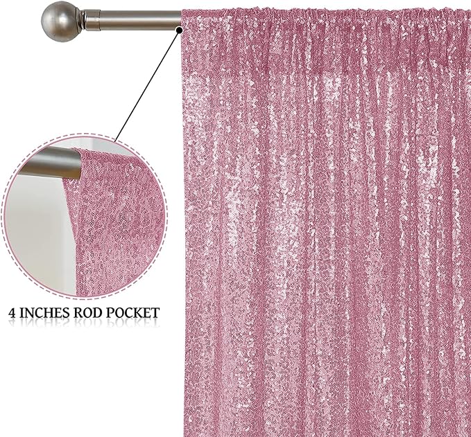 Sugargirl Pink Sequin Backdrop Curtain 6 Panels 2FTx8FT Glitter Pink Background - Image 4