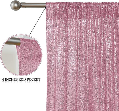 Sugargirl Pink Sequin Backdrop Curtain 4FTx8FT Glitter Pink Background Drapes - Image 4