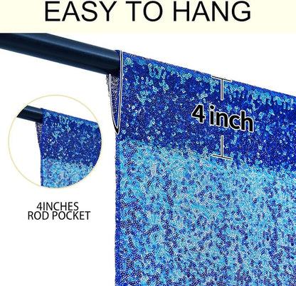 2×8FT-2PCS Royal Blue Sequin Backdrop Curtains Panels, Photography Backdrop - Image 5